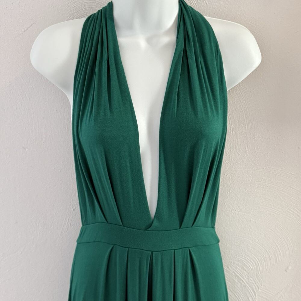 Tart Emerald Green Halter Maxi Dress Backless Plunging Grecian Modal M - Picture 5 of 14
